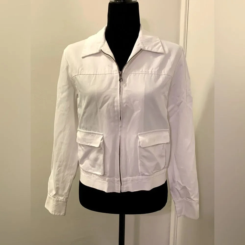 A/X ARMANI EXCHANGE Zip Up Logo Jacket‎ in White - Picture 2 of 11